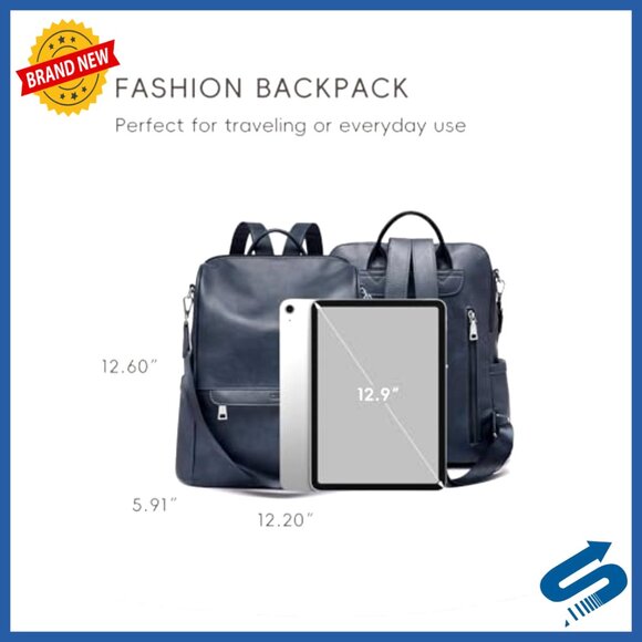 Large PU Leather Backpack Purse Anti-Theft Convertible Shoulder Bag Travel - Picture 2 of 7